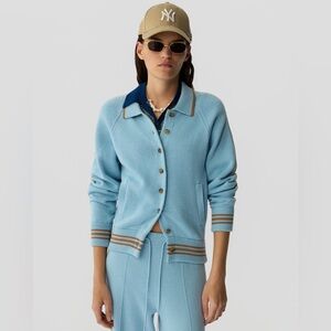 NWT Guest in Residence Varsity Jacket Knit Cotton Cashmere Clear Sky XS $475